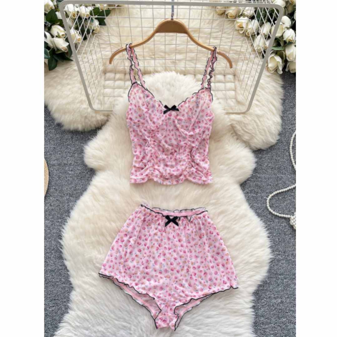 Women Sweet Homewear Suits Flo - đánh giá và giá Romper Floral Print