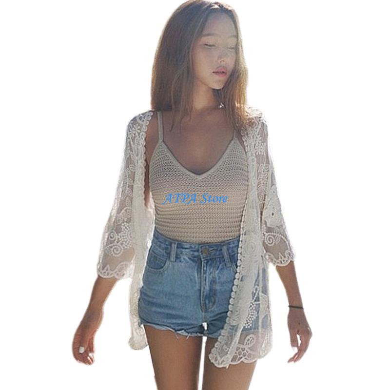U13C Nữ Mùa Hè Ren Hở Mặt Trướ - đánh giá và giá Kimono Sheer Floral