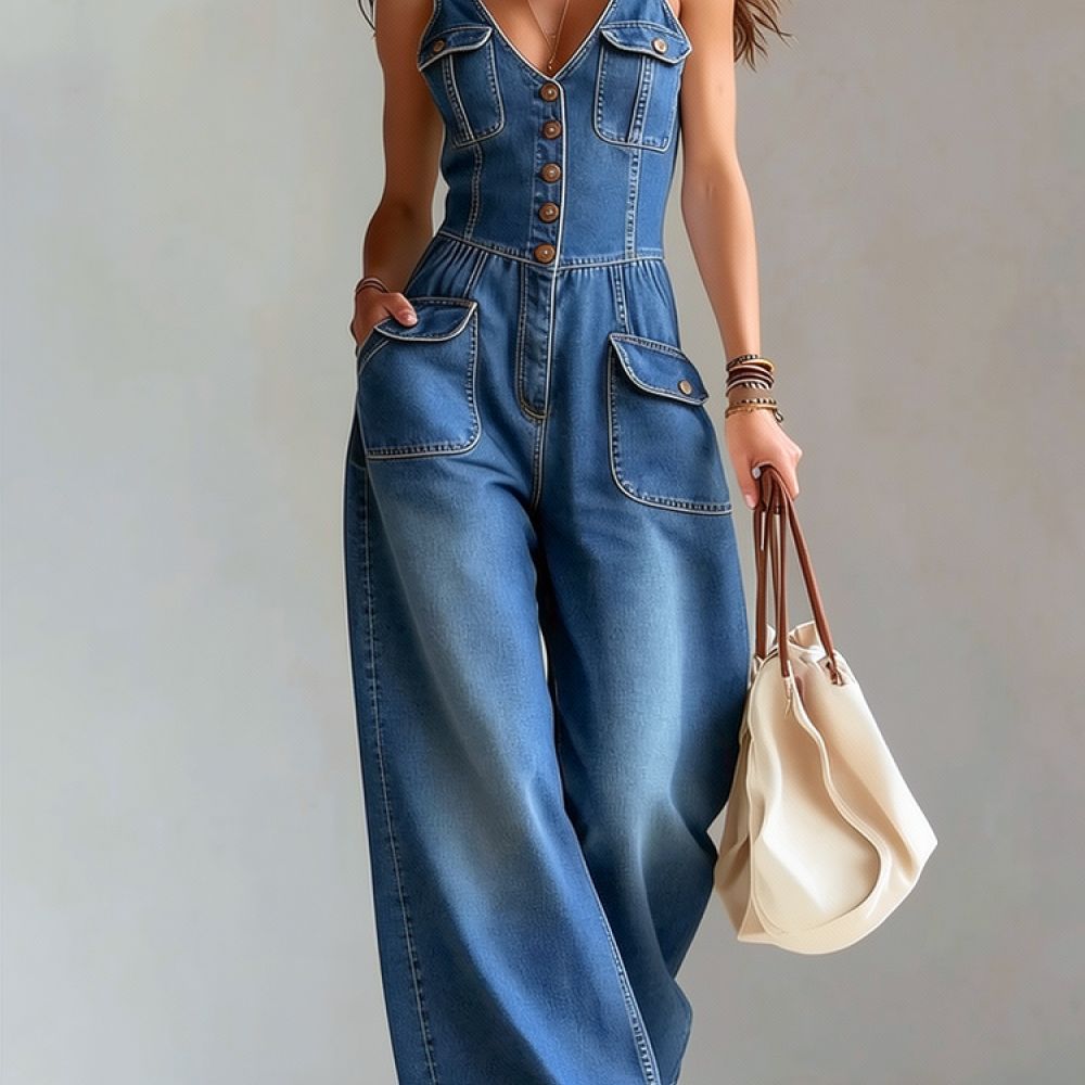 Womens Casual Washed Denim Jum - đánh giá và giá Jumpsuit Linen Relaxed