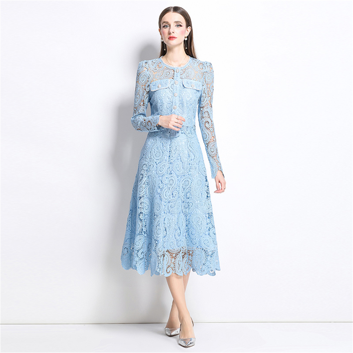 Spring Sweet Lace Flower Embro - đánh giá và giá Midi Skirt Floral
