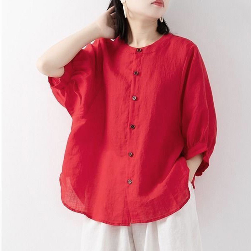 Cotton and linen shirt women's - đánh giá và giá Blouse Off Shoulder