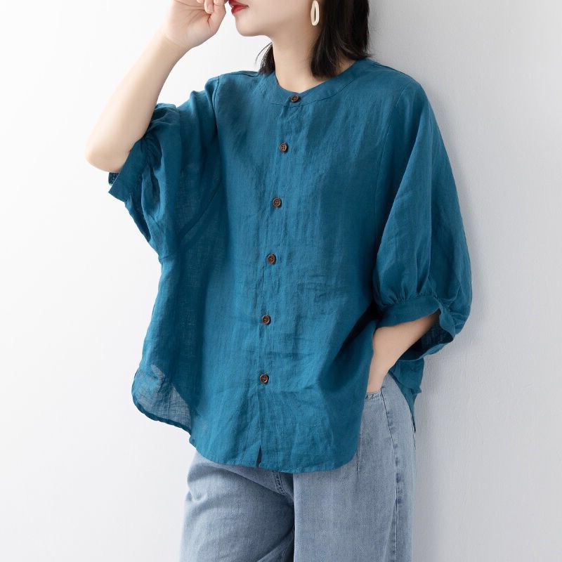 Cotton and linen shirt women's - đánh giá và giá Blouse Off Shoulder
