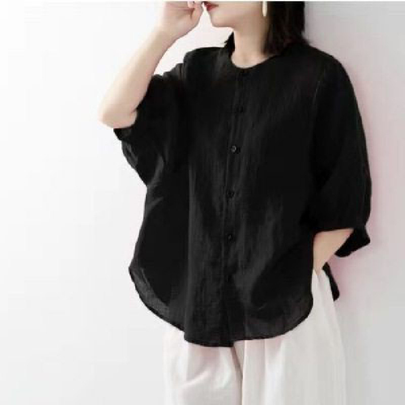 Cotton and linen shirt women's - đánh giá và giá Blouse Off Shoulder